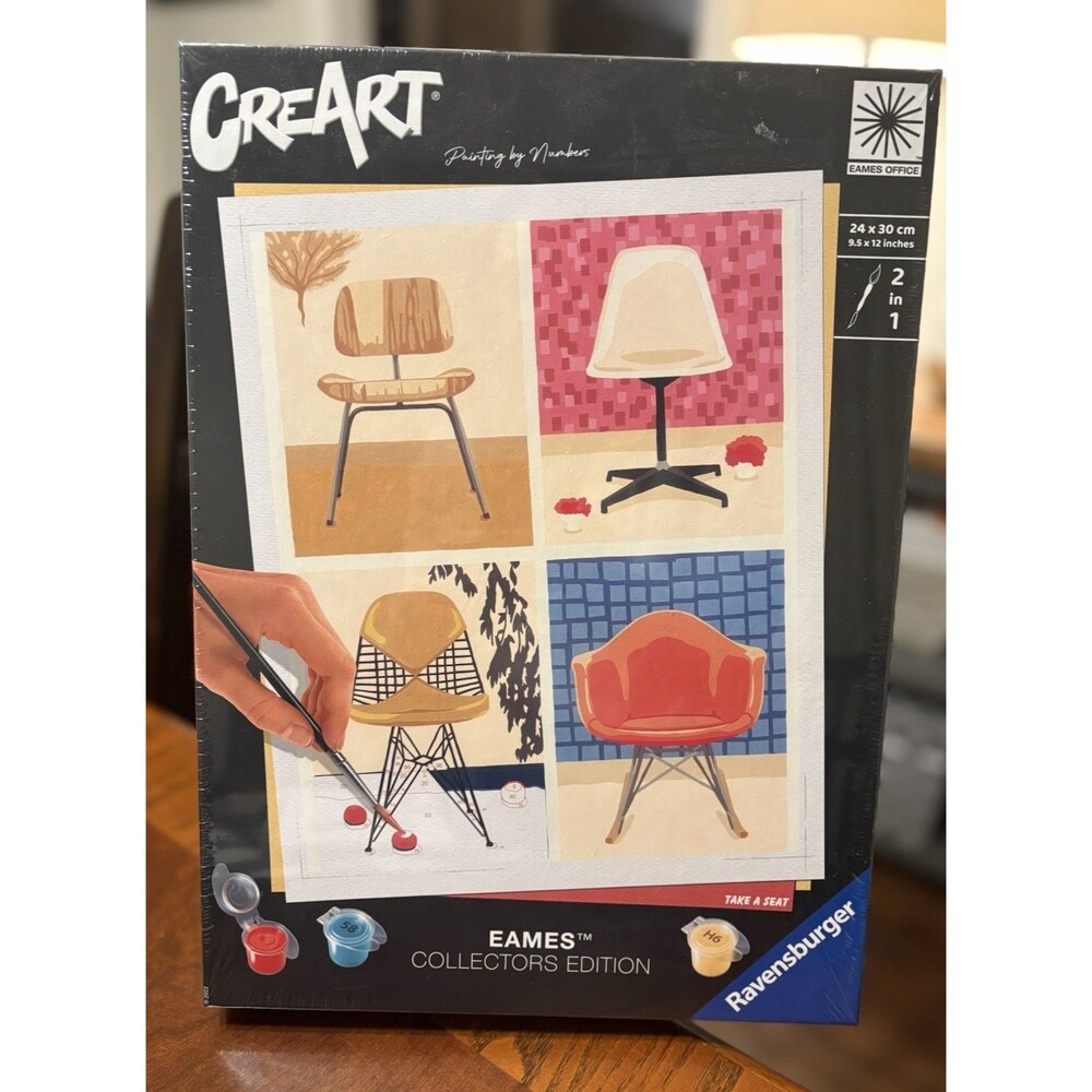 Ravensburger Eames Take a Seat CreArt Paint by Number Kit Mid Century Chairs New